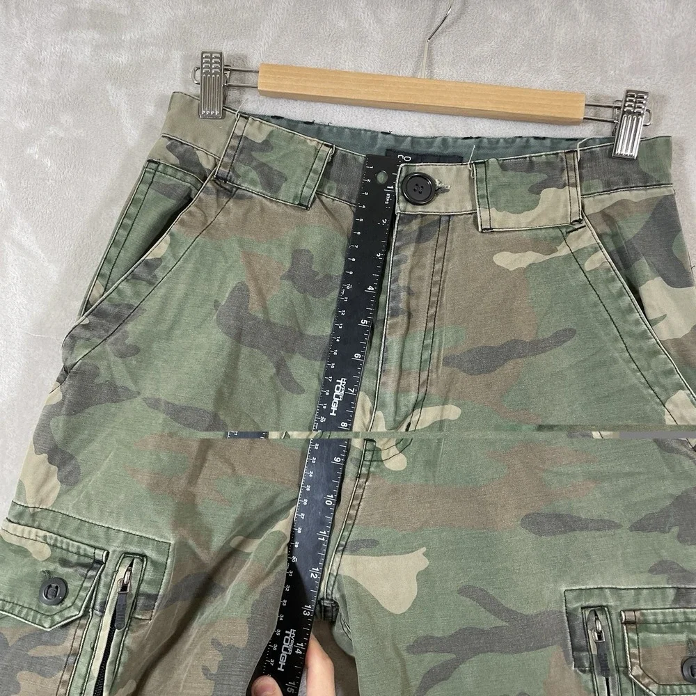 Y2K No Boundaries Baggy Camo Cargo Pants Mens 30x32 (fit 29x30) Paratrooper Zip